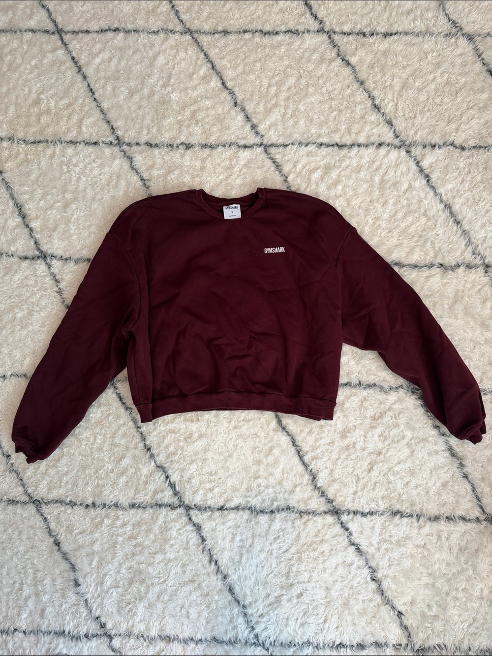 Gymshark Women's Maroon Cropped Crewneck Sweatshirt